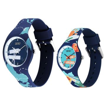 Zoop Parent & Child Analog Pair Watch with White Dial & Multicoloured Strap for Boys Girls Kids, from House of Titan