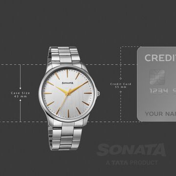 Sonata Traditional Essentials Quartz Analog Silver Dial Silver Metal Strap Watch For Men