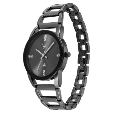 Vyb Striker By Fastrack Quartz Analog Grey Dial Metal Strap Watch For Girls