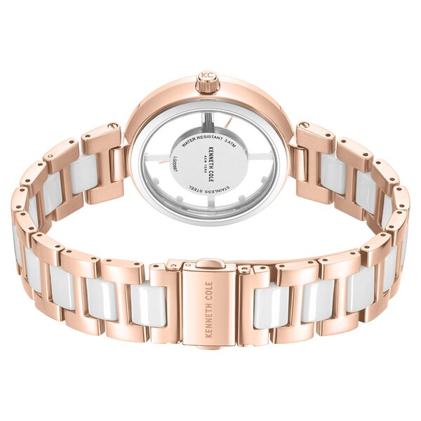 Kenneth Cole Quartz Analog Silver Dial Rose Gold Colour Ceramic Strap Watch For Women - image number 4