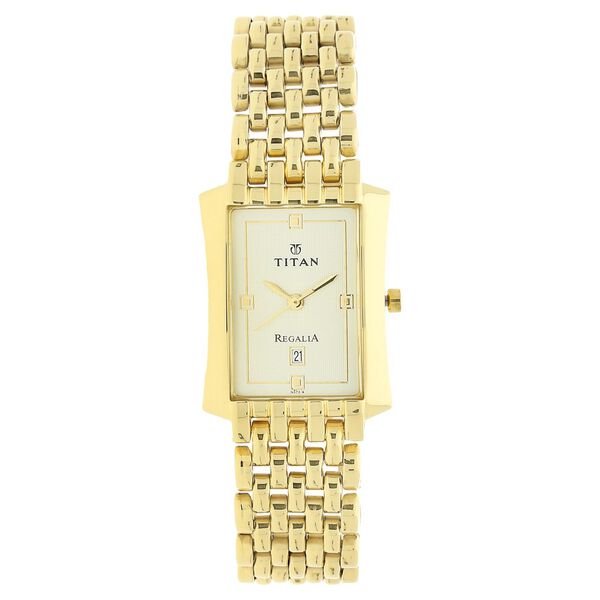 Titan Quartz Analog with Date White Dial Stainless Steel Strap Watch for Men - image number 0