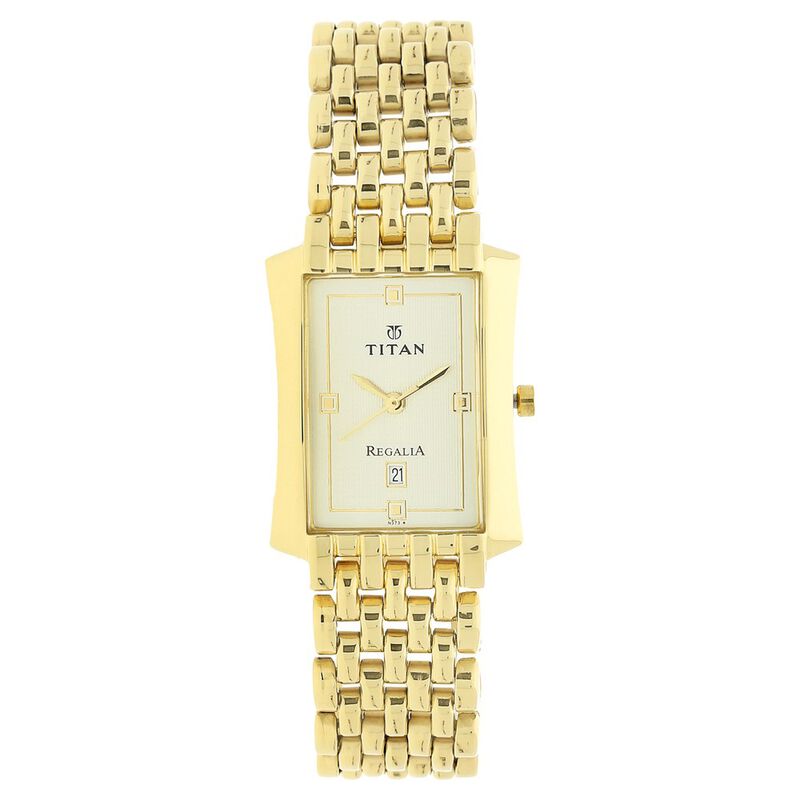 Titan Quartz Analog with Date White Dial Stainless Steel Strap Watch for Men