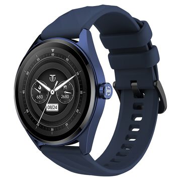 Titan Crest with 3.63 cm AMOLED Display with AOD, Functional Crown, BT Calling, Premium Smartwatch with Blue Strap