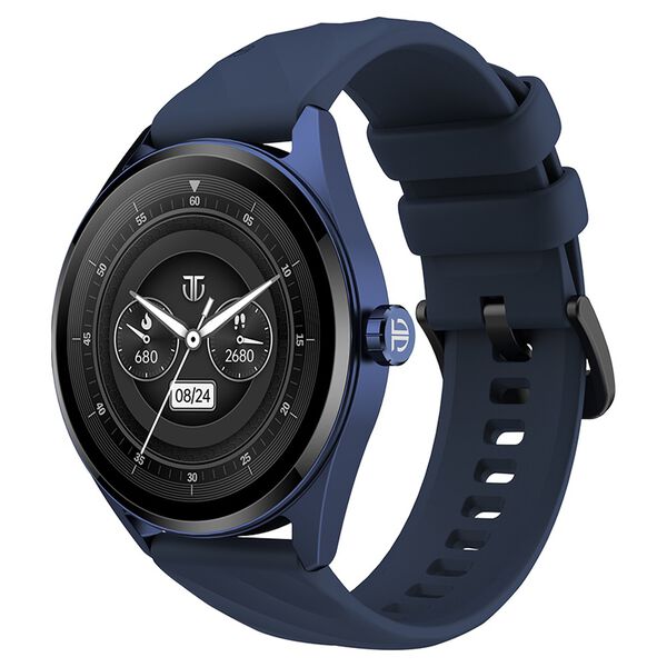 Titan Crest with 3.63 cm AMOLED Display with AOD, Functional Crown, BT Calling, Premium Smartwatch with Blue Strap - image number 1