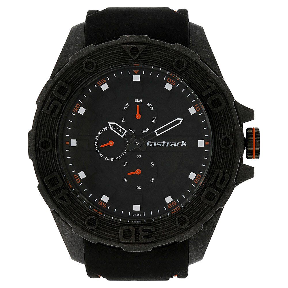 Fastrack black dial deals silicone strap watch