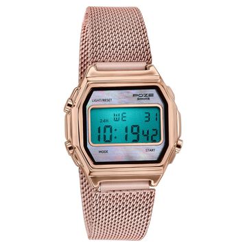 Poze By Sonata Digital Digital Pink Dial Pink Metal Strap Watch For Women