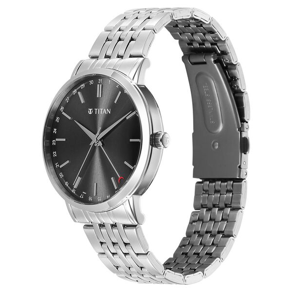 Titan Elegance Analog with Date by Hand and Dark Grey Dial Stainless Steel Strap Watch for Men - image number 2