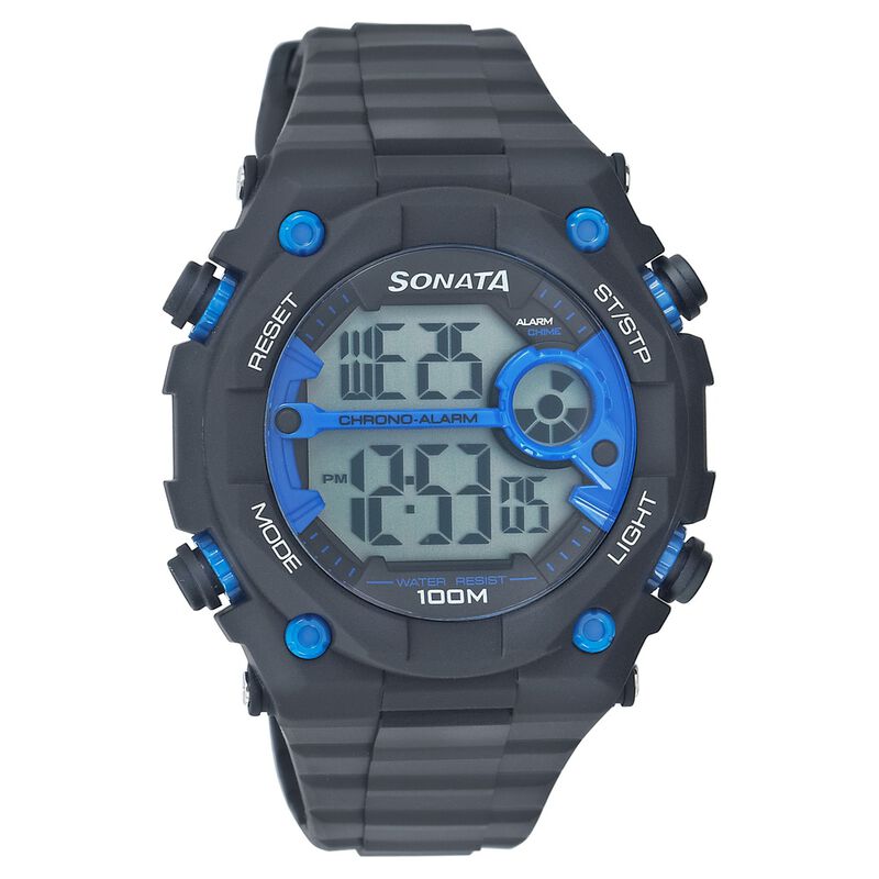 Sonata Digital Blue Dial Strap Watch for Men