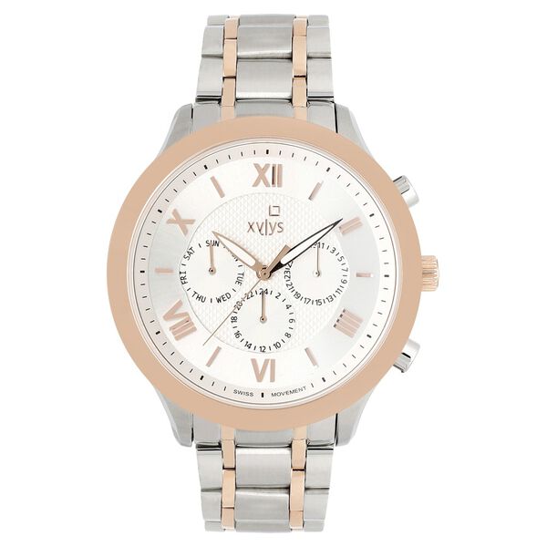 Xylys Swiss Multifunction Two Toned Stainless Steel Strap and White Dial Watch For Men - image number 0