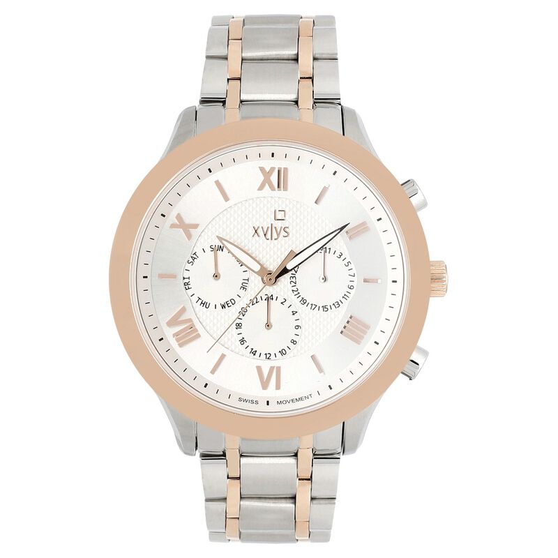 Xylys Swiss Multifunction Two Toned Stainless Steel Strap and White Dial Watch For Men