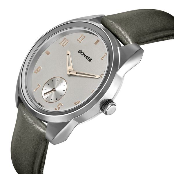Sonata Women of Steel Grey Dial Leather Strap Watch for Women - image number 2