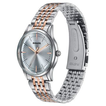 Sonata Verve Quartz Analog Silver Dial Two Toned Metal Strap Watch For Women