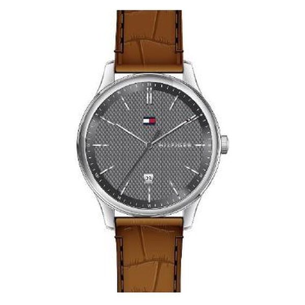 Tommy Hilfiger Quartz Analog with Date Grey Dial Leather Strap Watch for Men - image number 0
