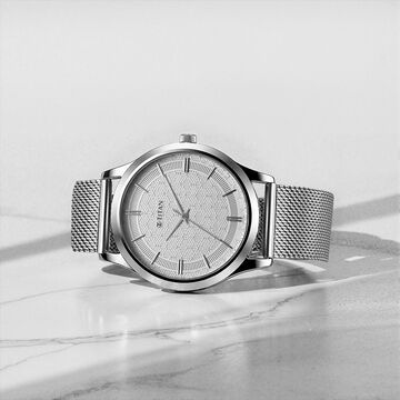 Titan Karishma Quartz Analog Silver Dial Stainless Steel Strap Watch for Men