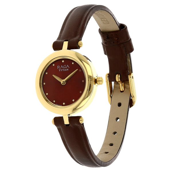 Titan Quartz Analog Red Dial Leather Strap Watch for Women - image number 1