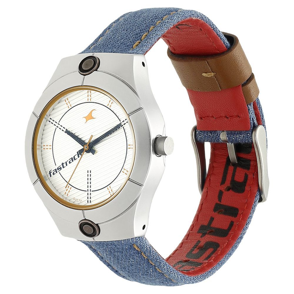 Buy Online Fastrack Denim Quartz Analog Silver Dial Fabric Strap Watch for Girls nm6178sl01 Titan