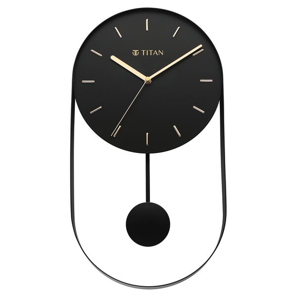 Titan Contemporary Modern Metallics Pendulum Wall Clock with Black Dial Silent Sweep Technology - 45.cm x 24.5 cm - image number 1