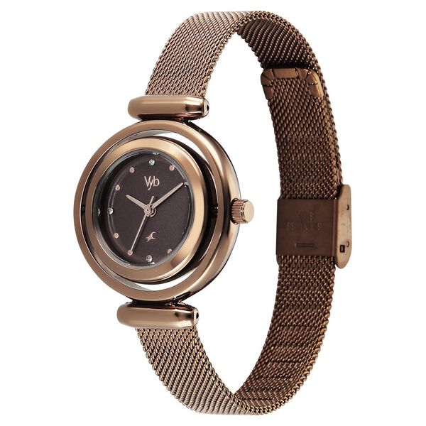 Vyb Celeste By Fastrack Quartz Analog Brown Dial Brown Stainless Steel Strap Watch For Girls - image number 5