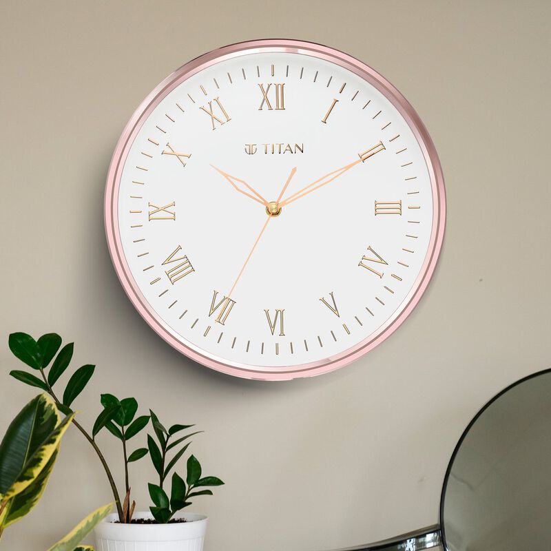 Buy Online Titan Elegant 30.0 cm White Wall Clock Silent, Majestic