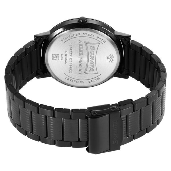Sonata Utsav Quartz Analog Black Dial Stainless Steel Strap Watch for Men - image number 3