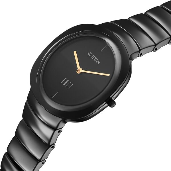 Titan Edge Squircle Quartz Analog Black Dial Ceramic Strap Watch For Women - image number 1