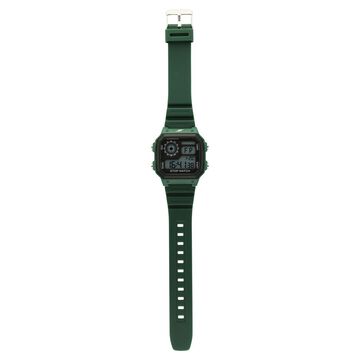 SF Digital Dial Green PU Strap Watch For Unisex