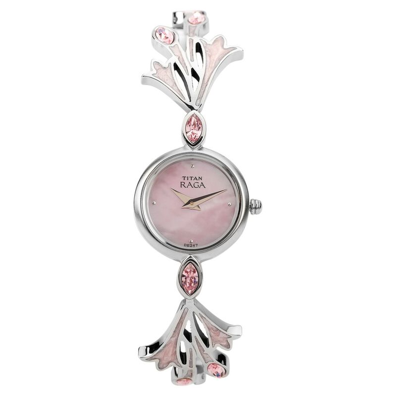 Titan Quartz Analog Mother of Pearl Dial Metal Strap Watch for Women