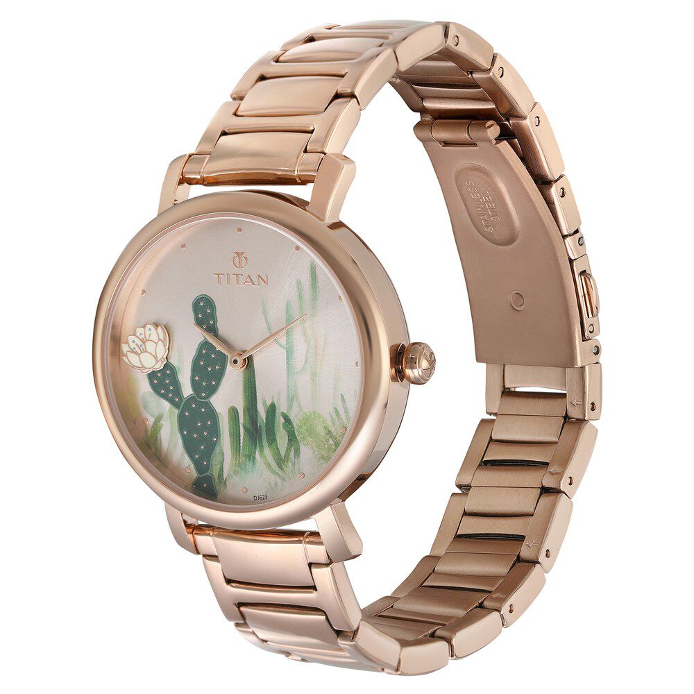 Titan Valentine Rose Gold Dial Women Watch With Metal Strap