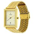 Titan Quartz Analog with Date Champagne Dial Golden Stainless Steel Strap Rectangular Shaped Watch For Men - image number 3