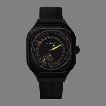 Titan Stellar Automatic Aventurine Dial Leather Strap Watch for Men