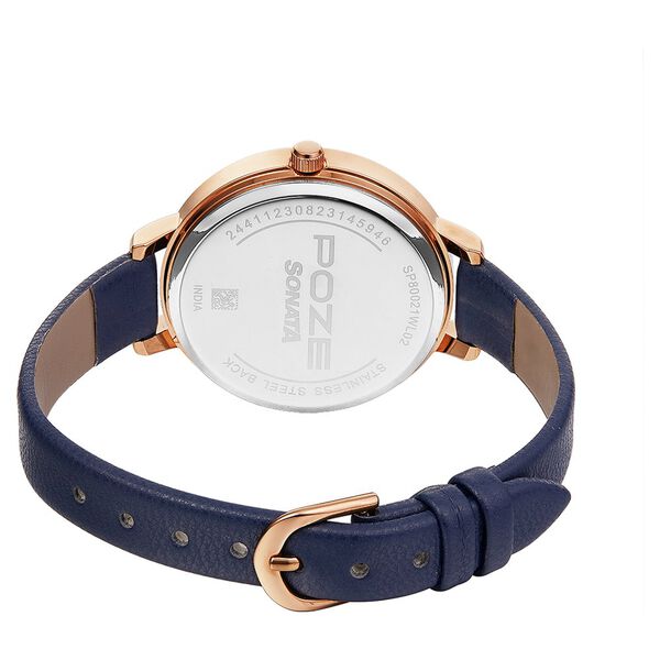 Poze by Sonata Quartz Analog Blue Dial PU Leather Strap Watch for Women - image number 3