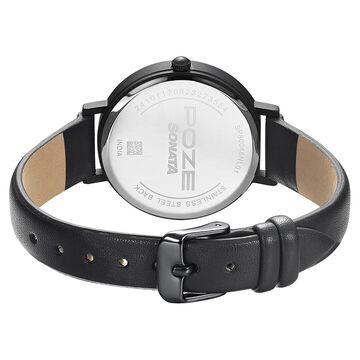 Poze by Sonata Quartz Analog Black Dial PU Leather Strap Watch for Women