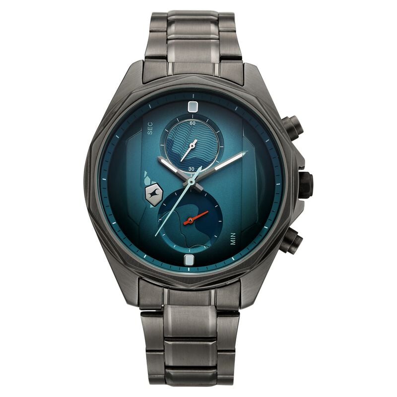 Fastrack Oceanyx 2.0 Chronograph Watch for Men with Green Dial & Gun Metal Strap