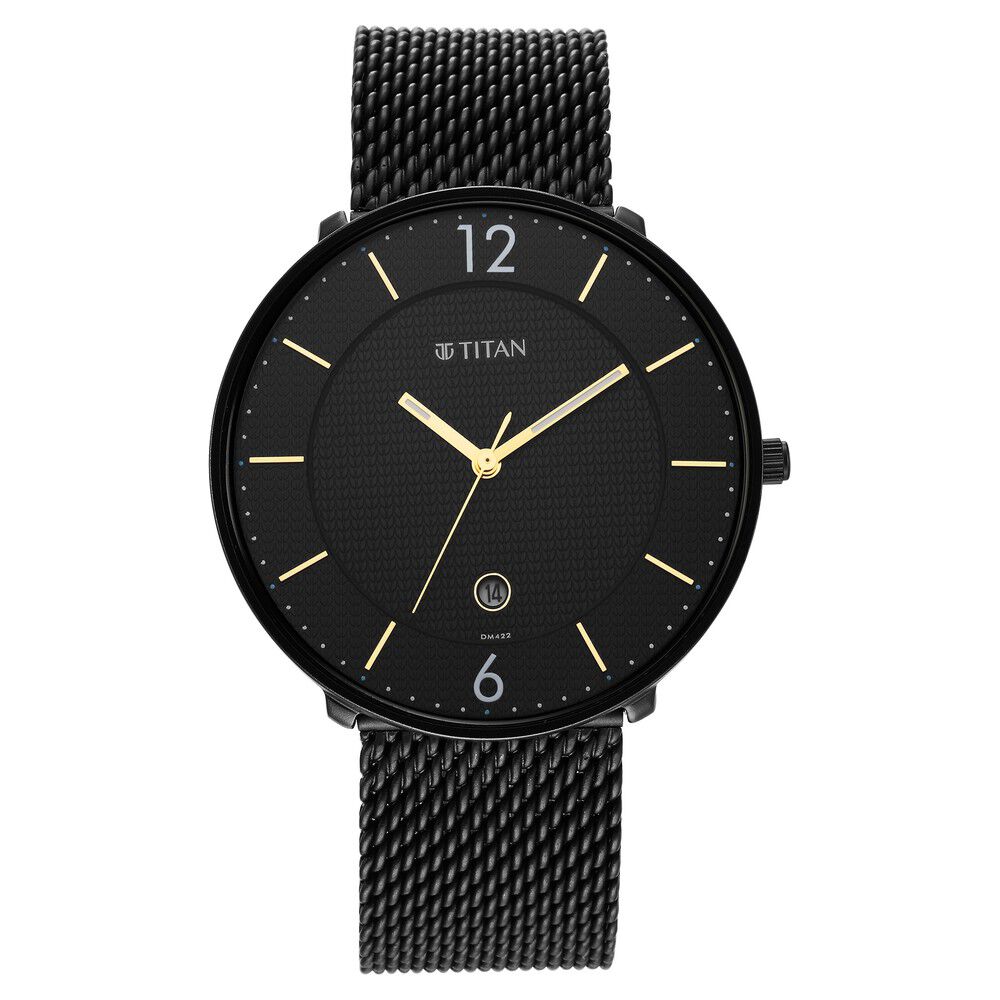 Titan analog black best sale dial men's watch