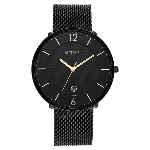 Titan Black and Gold Black Dial Analog Stainless Steel Strap watch for Men - image number 2