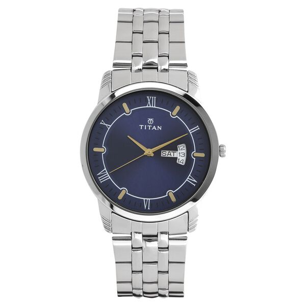Titan Analog with Day and Date Blue Dial Stainless Steel Strap watch for Men - image number 0