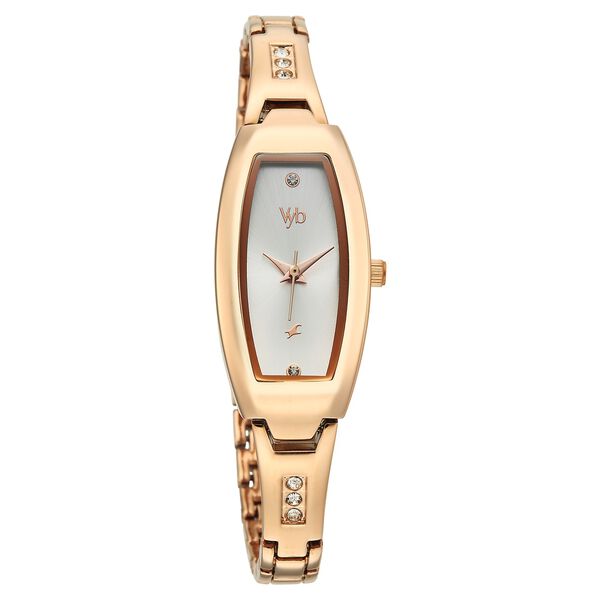 Vyb Manifester By Fastrack Quartz Analog Silver Dial Rose Gold Stainless Steel Strap Watch For Girls - image number 1
