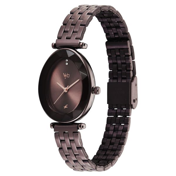 Vyb Prodigy By Fastrack Quartz Analog Brown Dial Brown Stainless Steel Strap Watch For Girls - image number 4