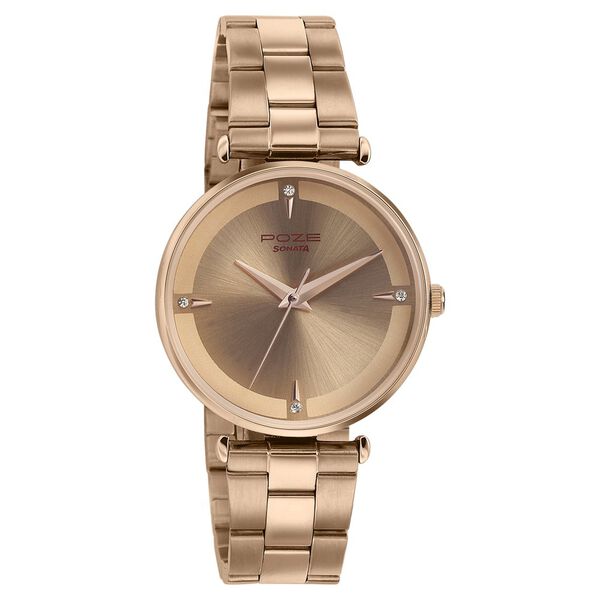 Sonata Poze Quartz Analog Rose Gold dial Metal Strap Watch for Women - image number 0