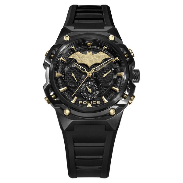 Police Batman Multifunction Black Dial Black Silicone Strap Watch For Men - image number 2