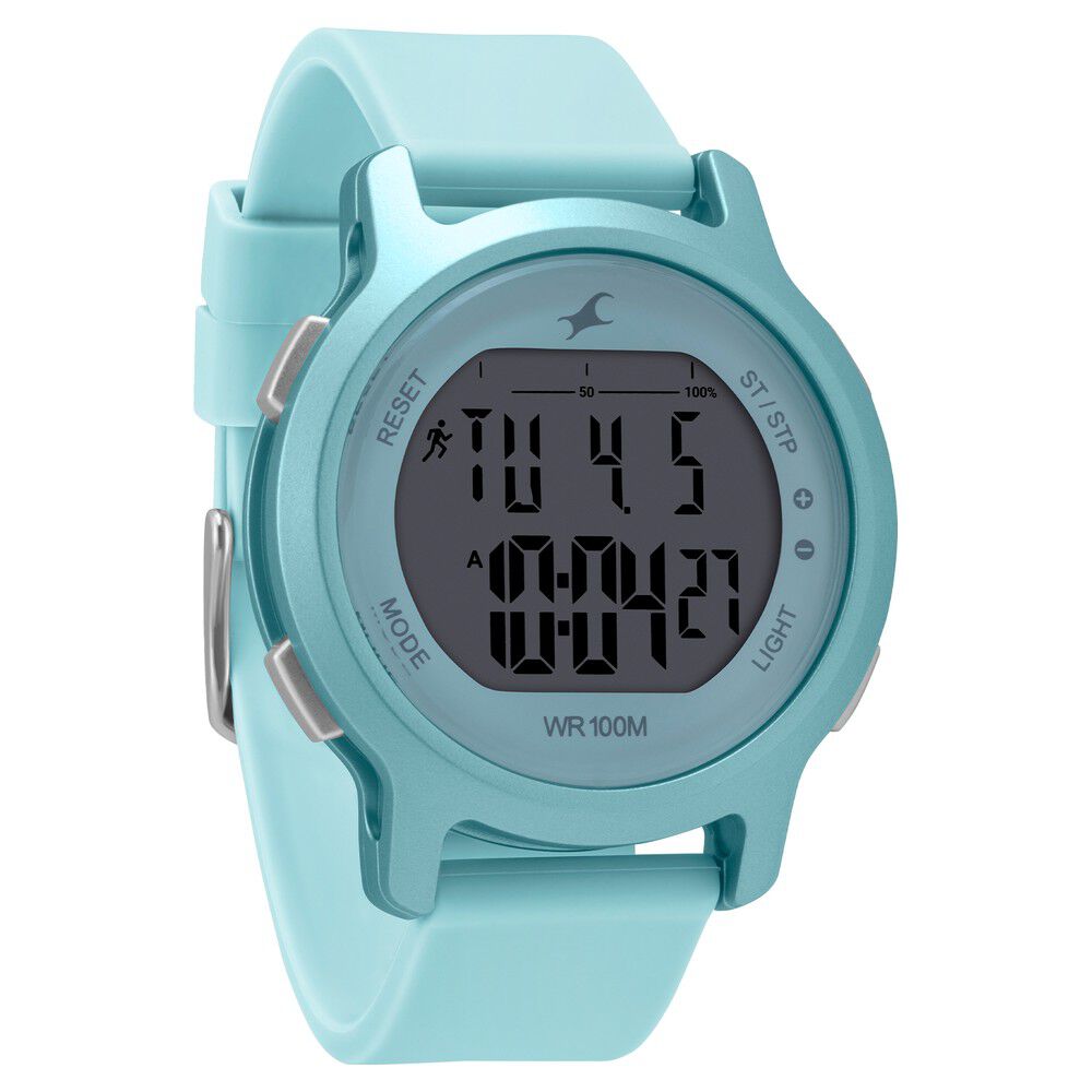 Buy Online Fastrack Street Line Digital Dial Blue Silicone Strap Watch for Girls nr68027pp03 Titan