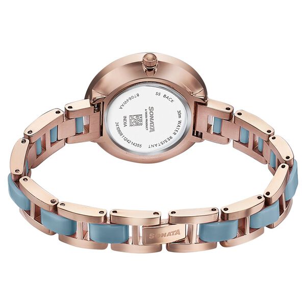 Sonata Wedding Edit Quartz Analog Blue Dial Stainless Steel With Acetate Strap Watch For Women - image number 5
