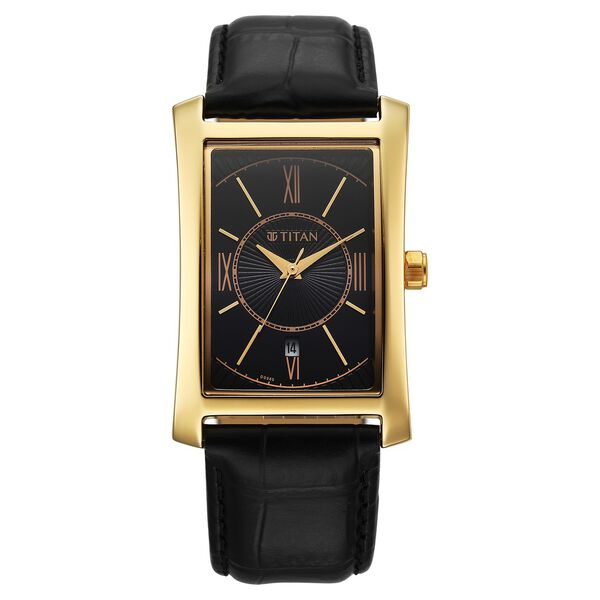 Titan Regalia Allure Analog with Date and Black Dial Black Leather Strap Watch for Men - image number 0