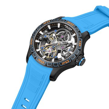 Police Quartz Analog Grey Dial Blue Silicone Strap Watch For Men