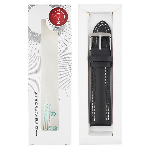 22 mm Black Genuine Leather Straps for Men - image number 5