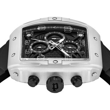 Police Chronograph Black Dial Black Color Silicone Strap Watch For Men