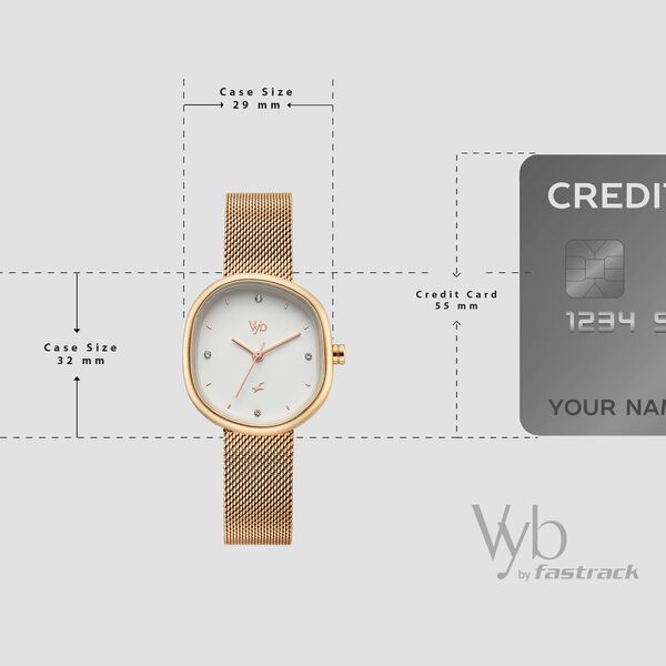 Vyb Muse By Fastrack Quartz Analog White Dial Rose Gold Stainless Steel Strap Watch For Girls - image number 3