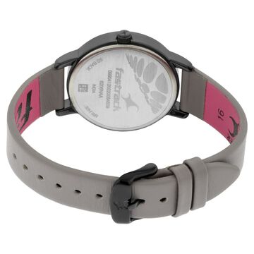 Fastrack Ruffles Quartz Analog with Date Grey Dial Leather Strap Watch for Girls