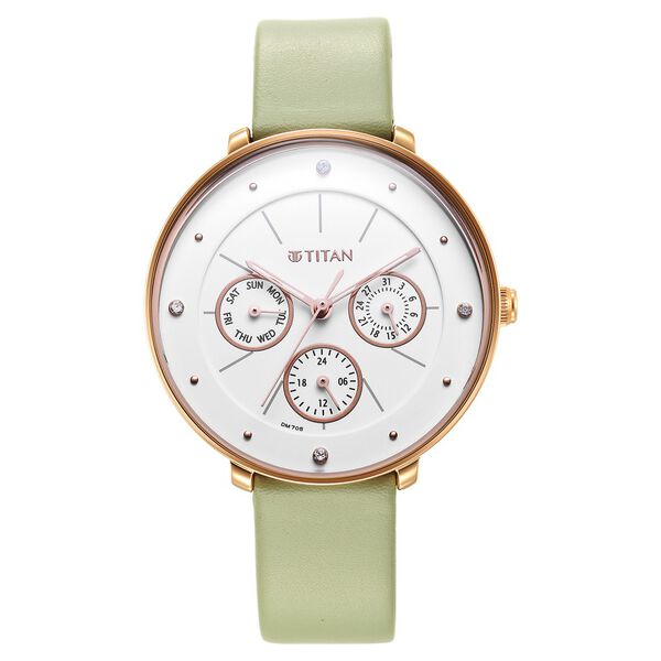 Titan Neo Quartz Multifunction White Dial Leather Strap Watch for Women - image number 1