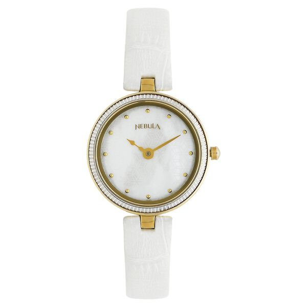 Nebula Quartz Analog Mother of Pearl Dial Leather Strap Watch for Women - image number 0